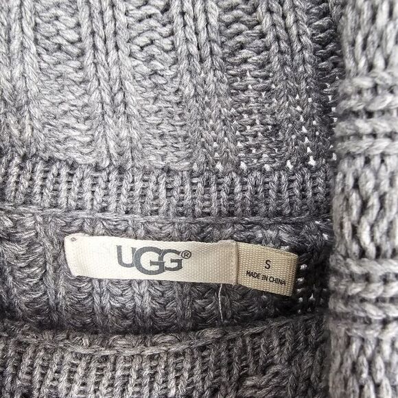 Ugg Ceanne Sweater Size S Gray Wool Blend Turtleneck Oversized Knit Side Tie - Picture 5 of 6
